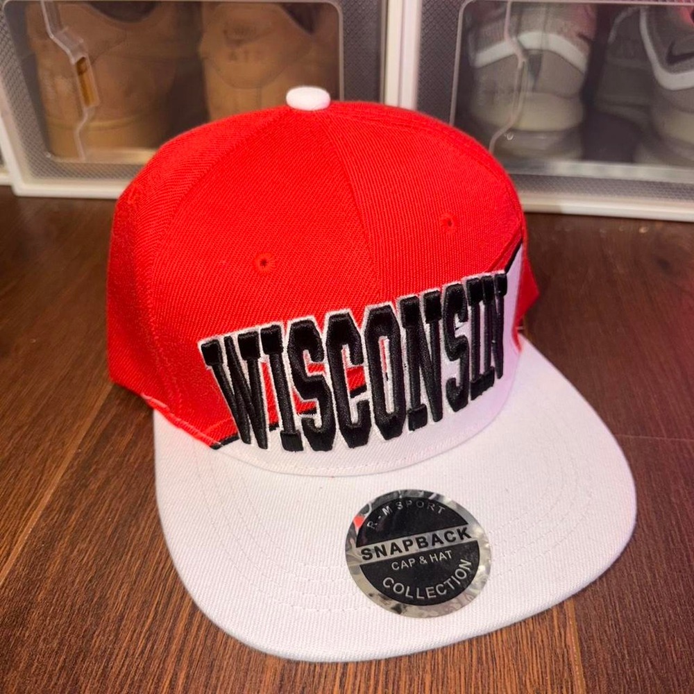 Wisconsin red snapback hat
